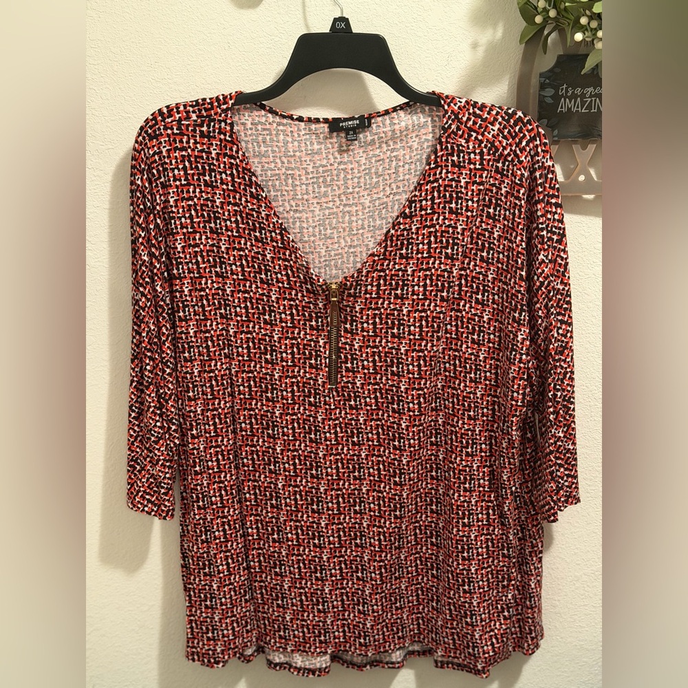 Premise Studio Red and Black Blouse,2X